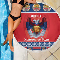 Personalized Serbia Christmas Beach Blanket Eagle with Cesnica Christmas Bread - Wonder Print Shop