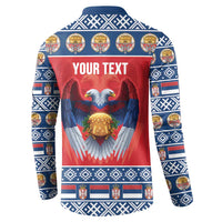 Personalized Serbia Christmas Button Sweatshirt Eagle with Cesnica Christmas Bread - Wonder Print Shop