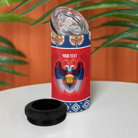 Personalized Serbia Christmas 4 in 1 Can Cooler Tumbler Eagle with Cesnica Christmas Bread - Wonder Print Shop