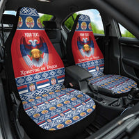 Personalized Serbia Christmas Car Seat Cover Eagle with Cesnica Christmas Bread - Wonder Print Shop