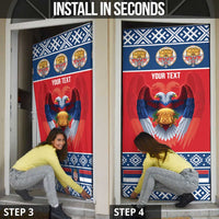 Personalized Serbia Christmas Door Cover Eagle with Cesnica Christmas Bread - Wonder Print Shop