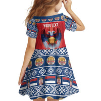 Personalized Serbia Christmas Family Matching Mermaid Dress and Hawaiian Shirt Eagle with Cesnica Christmas Bread - Wonder Print Shop