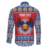 Personalized Serbia Christmas Family Matching Off The Shoulder Long Sleeve Dress and Hawaiian Shirt Eagle with Cesnica Christmas Bread - Wonder Print Shop