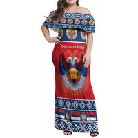 Personalized Serbia Christmas Family Matching Off Shoulder Maxi Dress and Hawaiian Shirt Eagle with Cesnica Christmas Bread - Wonder Print Shop