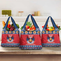 Personalized Serbia Christmas Grocery Bag Eagle with Cesnica Christmas Bread - Wonder Print Shop
