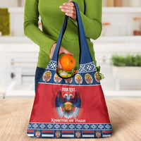 Personalized Serbia Christmas Grocery Bag Eagle with Cesnica Christmas Bread - Wonder Print Shop