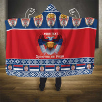 Personalized Serbia Christmas Hooded Blanket Eagle with Cesnica Christmas Bread - Wonder Print Shop