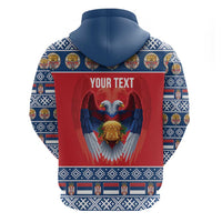 Personalized Serbia Christmas Hoodie Eagle with Cesnica Christmas Bread - Wonder Print Shop