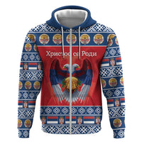 Personalized Serbia Christmas Hoodie Eagle with Cesnica Christmas Bread - Wonder Print Shop