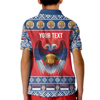 Personalized Serbia Christmas Kid Polo Shirt Eagle with Cesnica Christmas Bread - Wonder Print Shop
