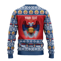 Personalized Serbia Christmas Ugly Christmas Sweater Eagle with Cesnica Christmas Bread - Wonder Print Shop