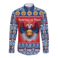 Personalized Serbia Christmas Long Sleeve Button Shirt Eagle with Cesnica Christmas Bread - Wonder Print Shop