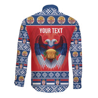 Personalized Serbia Christmas Long Sleeve Button Shirt Eagle with Cesnica Christmas Bread - Wonder Print Shop