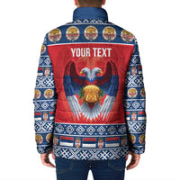 Personalized Serbia Christmas Padded Jacket Eagle with Cesnica Christmas Bread - Wonder Print Shop