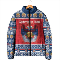 Personalized Serbia Christmas Padded Jacket Eagle with Cesnica Christmas Bread - Wonder Print Shop
