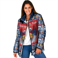 Personalized Serbia Christmas Padded Jacket Eagle with Cesnica Christmas Bread - Wonder Print Shop