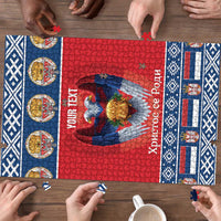 Personalized Serbia Christmas Puzzle Eagle with Cesnica Christmas Bread - Wonder Print Shop