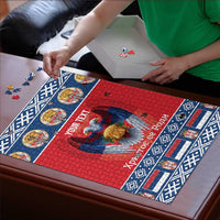 Personalized Serbia Christmas Puzzle Eagle with Cesnica Christmas Bread - Wonder Print Shop