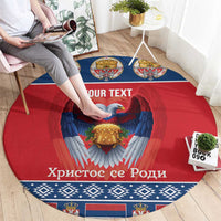 Personalized Serbia Christmas Round Carpet Eagle with Cesnica Christmas Bread - Wonder Print Shop