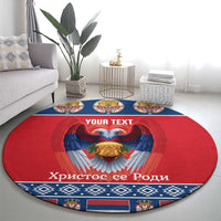 Personalized Serbia Christmas Round Carpet Eagle with Cesnica Christmas Bread - Wonder Print Shop