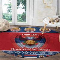 Personalized Serbia Christmas Round Carpet Eagle with Cesnica Christmas Bread - Wonder Print Shop