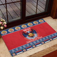 Personalized Serbia Christmas Rubber Doormat Eagle with Cesnica Christmas Bread - Wonder Print Shop