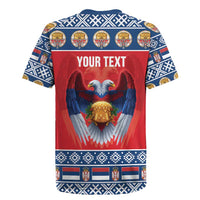 Personalized Serbia Christmas Rugby Jersey Eagle with Cesnica Christmas Bread - Wonder Print Shop