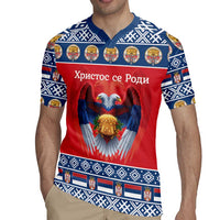 Personalized Serbia Christmas Rugby Jersey Eagle with Cesnica Christmas Bread - Wonder Print Shop