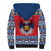 Personalized Serbia Christmas Sherpa Hoodie Eagle with Cesnica Christmas Bread - Wonder Print Shop