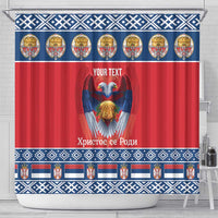 Personalized Serbia Christmas Shower Curtain Eagle with Cesnica Christmas Bread - Wonder Print Shop
