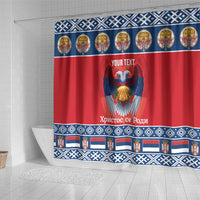 Personalized Serbia Christmas Shower Curtain Eagle with Cesnica Christmas Bread - Wonder Print Shop