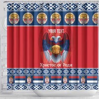 Personalized Serbia Christmas Shower Curtain Eagle with Cesnica Christmas Bread - Wonder Print Shop