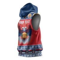 Personalized Serbia Christmas Sleeveless Hoodie Eagle with Cesnica Christmas Bread - Wonder Print Shop