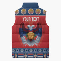 Personalized Serbia Christmas Sleeveless Puffer Jacket Eagle with Cesnica Christmas Bread - Wonder Print Shop