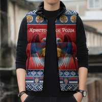 Personalized Serbia Christmas Sleeveless Puffer Jacket Eagle with Cesnica Christmas Bread - Wonder Print Shop