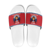 Personalized Serbia Christmas Slide Sandals Eagle with Cesnica Christmas Bread - Wonder Print Shop