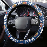 Serbia Christmas Steering Wheel Cover Eagle with Cesnica Christmas Bread - Wonder Print Shop