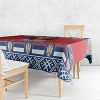 Personalized Serbia Christmas Tablecloth Eagle with Cesnica Christmas Bread - Wonder Print Shop