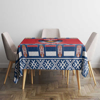 Personalized Serbia Christmas Tablecloth Eagle with Cesnica Christmas Bread - Wonder Print Shop