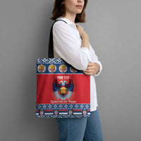Personalized Serbia Christmas Tote Bag Eagle with Cesnica Christmas Bread - Wonder Print Shop