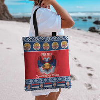 Personalized Serbia Christmas Tote Bag Eagle with Cesnica Christmas Bread - Wonder Print Shop