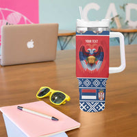 Personalized Serbia Christmas Tumbler With Handle Eagle with Cesnica Christmas Bread - Wonder Print Shop