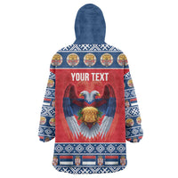 Personalized Serbia Christmas Wearable Blanket Hoodie Eagle with Cesnica Christmas Bread - Wonder Print Shop