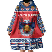Personalized Serbia Christmas Wearable Blanket Hoodie Eagle with Cesnica Christmas Bread - Wonder Print Shop