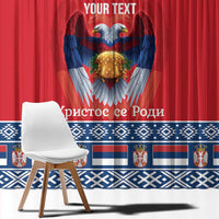Personalized Serbia Christmas Window Curtain Eagle with Cesnica Christmas Bread - Wonder Print Shop