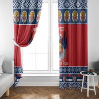 Personalized Serbia Christmas Window Curtain Eagle with Cesnica Christmas Bread - Wonder Print Shop