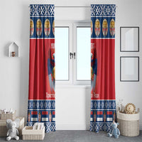 Personalized Serbia Christmas Window Curtain Eagle with Cesnica Christmas Bread - Wonder Print Shop