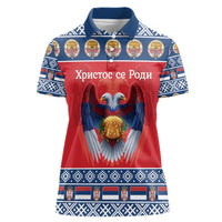 Personalized Serbia Christmas Women Polo Shirt Eagle with Cesnica Christmas Bread - Wonder Print Shop