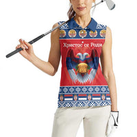 Personalized Serbia Christmas Women Sleeveless Polo Shirt Eagle with Cesnica Christmas Bread - Wonder Print Shop