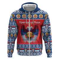 Personalized Serbia Christmas Zip Hoodie Eagle with Cesnica Christmas Bread - Wonder Print Shop
